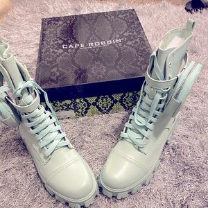 Cape Robbin mint green pocket combat boots